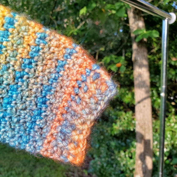 Multicolor Handmade Crochet Baby Sweater w/ Ribbed Collar, Sleeves, & Bottom - Picture 4 of 9